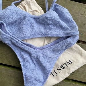TJ swim blue bikini top and bottom